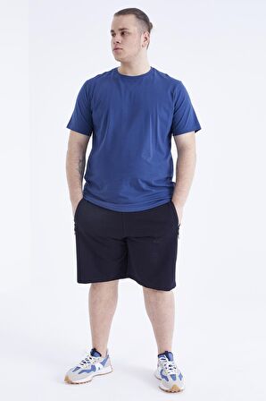 İndigo Basic Kısa Kol O Yaka Erkek Büyük Beden T-Shirt - 88072 | 6XL