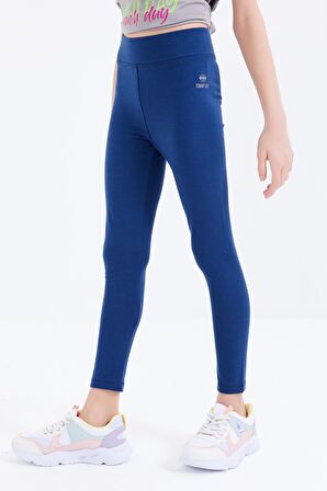 İndigo Yüksek Bel Dar Paça Kız Çocuk Tayt  - 75047 | 9-10 Yaş