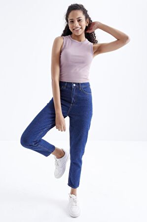 Gül Kurusu Basic Kolsuz O Yaka Kadın Crop Top - 97204 | L