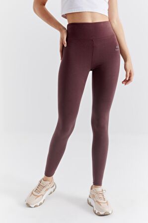 Kahverengi Yüksek Bel Toparlayıcı Slim Fit Dar Paça Kadın Tayt - 94011 | L