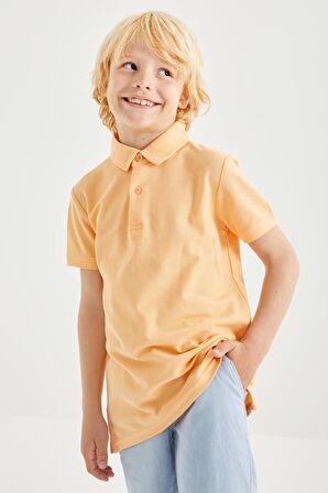 Kavun Içi Klasik Kısa Kollu Polo Yaka Erkek Çocuk T-Shirt - 10962 | 12-13