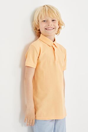Kavun Içi Klasik Kısa Kollu Polo Yaka Erkek Çocuk T-Shirt - 10962 | 12-13
