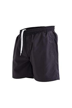 Siyah Siyah Belden Lastikli Standart Kalıp Erkek Deniz Şortu  - 81237 | XL