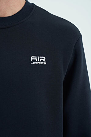 Lacivert O Yaka Rahat Kalıp Şardonlu Basic Jogger Erkek Eşofman Takım - 85190 | XXL