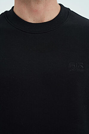 Siyah O Yaka Rahat Kalıp Şardonlu Basic Jogger Erkek Eşofman Takım - 85190 | S