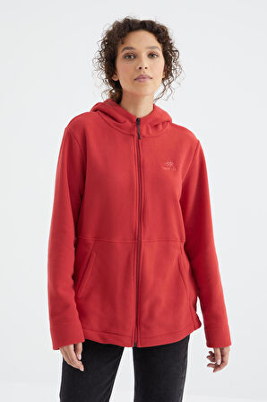 Fiesta Kapüşonlu Fermuarlı Rahat Form Kadın Polar Sweatshirt - 97233 | M