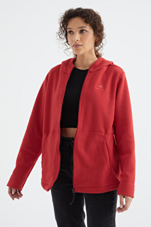 Fiesta Kapüşonlu Fermuarlı Rahat Form Kadın Polar Sweatshirt - 97233 | XL