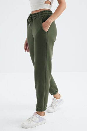 Çağla Cepli Bağcıklı Jogger Rahat Form Polar Kadın Eşofman Alt - 94622 | XL