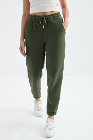 Çağla Cepli Bağcıklı Jogger Rahat Form Polar Kadın Eşofman Alt - 94622 | XL