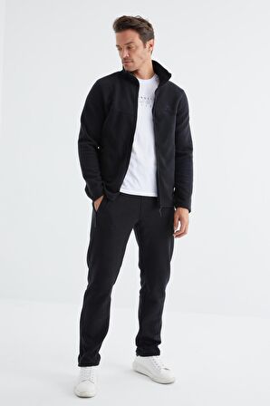 Lacivert Dik Yaka Basic Erkek Polar Eşofman Takımı - 85193 | S