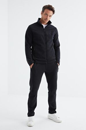 Lacivert Dik Yaka Basic Erkek Polar Eşofman Takımı - 85193 | XXL