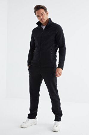 Lacivert Dik Yaka Basic Erkek Polar Eşofman Takımı - 85193 | XXL