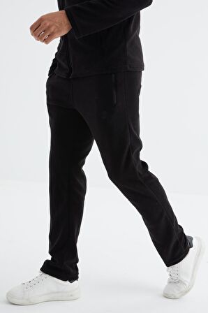 Siyah Dik Yaka Basic Erkek Polar Eşofman Takımı - 85193 | XXL