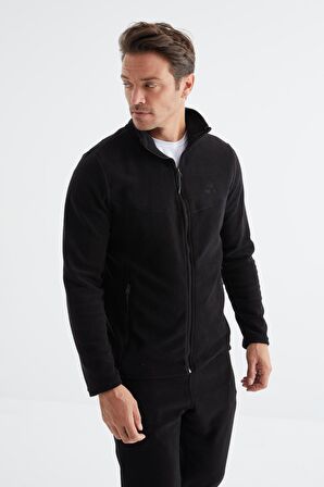 Siyah Dik Yaka Basic Erkek Polar Eşofman Takımı - 85193 | XXL