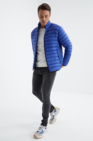 Saks Fermuarlı Standart Kalıp Soğuğa Dayanıklı Erkek Şişme Mont - 88166 | L