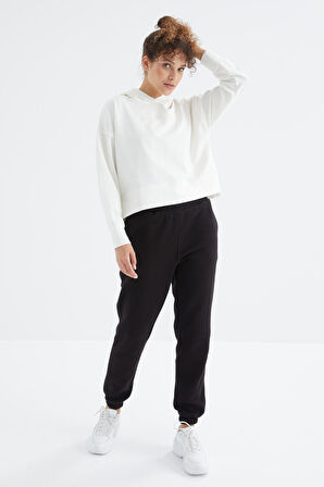 Siyah Yüksek Bel Rahat Form Basic Jogger Kadın Eşofman Alt - 94624 | S