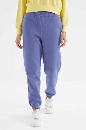 Açık Eflatun Yüksek Bel Rahat Form Basic Jogger Kadın Eşofman Alt - 94624 | L