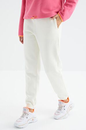 Ekru Yüksek Bel Rahat Form Basic Jogger Kadın Eşofman Alt - 94624 | M