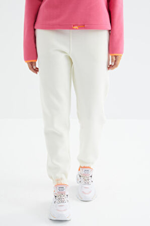 Ekru Yüksek Bel Rahat Form Basic Jogger Kadın Eşofman Alt - 94624 | M