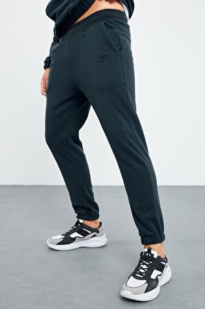 Orman Yeşil - O.yeşil Yarım Fermuar Lastik Paça Polar Erkek Eşofman Takımı - 85159 | S