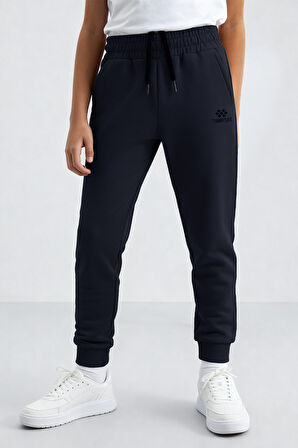 Lacivert Standart Fit Manşetli İnce Erkek Çocuk Eşofman Alt - 11062