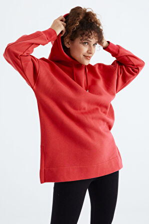 Fiesta Reglan Kol Basic Kapüşonlu Oversize Tunik - 97242 | M