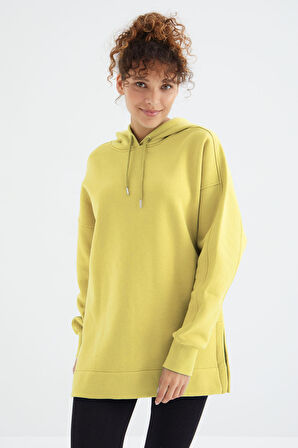 Limon Reglan Kol Basic Kapüşonlu Oversize Tunik- 97242 | XL