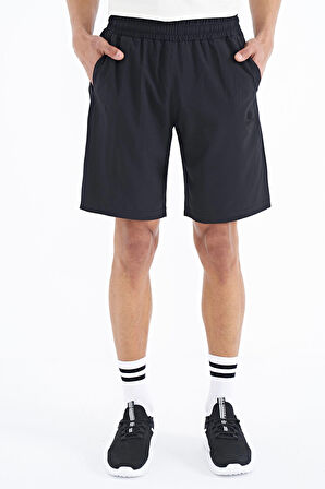 Siyah Yan Cep Detaylı Lastikli Erkek Şort - 81238 | S