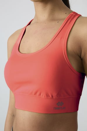 Neon Pembe Sırt Detaylı Dar Kalıp U Yaka Kadın Spor Büstiyer - 97120