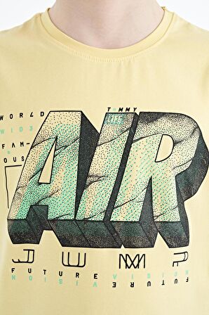 Sarı Yazı Baskılı Standart Kalıp O Yaka Erkek Çocuk T-Shirt - 11098 | 13-14 Yaş