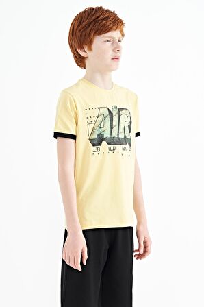 Sarı Yazı Baskılı Standart Kalıp O Yaka Erkek Çocuk T-Shirt - 11098 | 13-14 Yaş