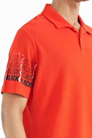 Fiesta Kol Baskı Detaylı Polo Yaka Standart Form Erkek T-shirt - 88240 | S
