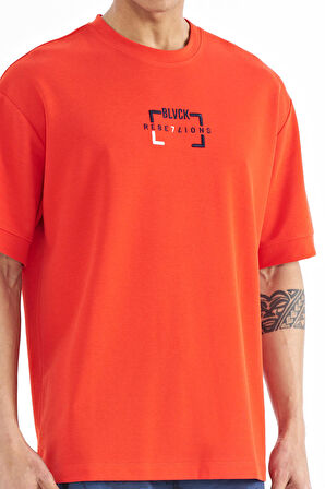 Fiesta Yazı Nakışlı O Yaka Oversize Erkek T-Shirt - 88192 | M
