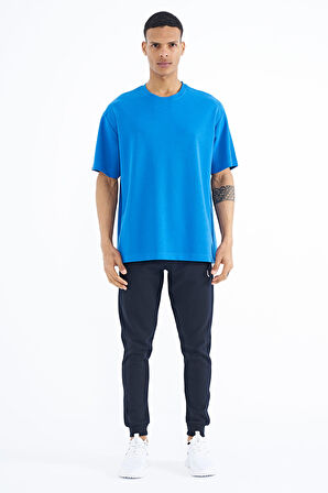 Saks Kol Arma Detaylı Basic Oversize Erkek T-Shirt - 88193 | M