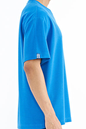 Saks Kol Arma Detaylı Basic Oversize Erkek T-Shirt - 88193 | M