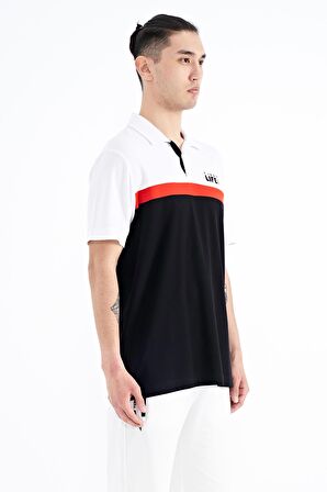 Siyah Renk Geçişli Polo Yaka Standart Kalıp Erkek T-Shirt - 88238 | XXL