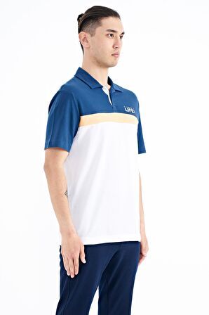 Beyaz Renk Geçişli Polo Yaka Standart Kalıp Erkek T-Shirt - 88238 | M