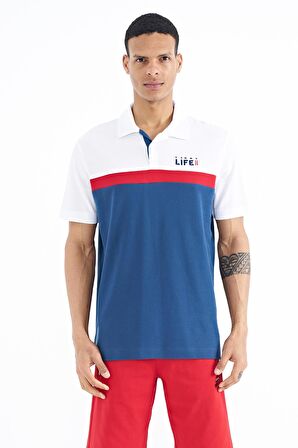 İndigo Renk Geçişli Polo Yaka Standart Kalıp Erkek T-Shirt - 88238 | S