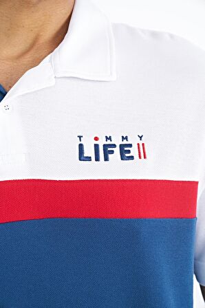 İndigo Renk Geçişli Polo Yaka Standart Kalıp Erkek T-Shirt - 88238 | S