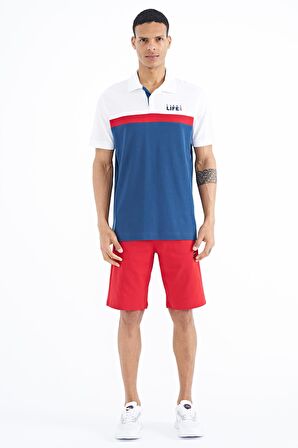 İndigo Renk Geçişli Polo Yaka Standart Kalıp Erkek T-Shirt - 88238 | S