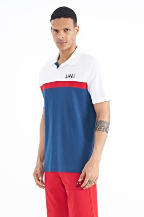 İndigo Renk Geçişli Polo Yaka Standart Kalıp Erkek T-Shirt - 88238 | S