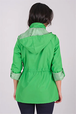 Goudot Kapüşonlu Çıtçıtlı Kaban YEŞİL