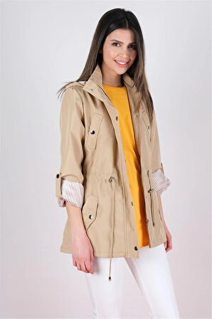 Goudot Kapüşonlu Çıtçıtlı Kaban CAMEL