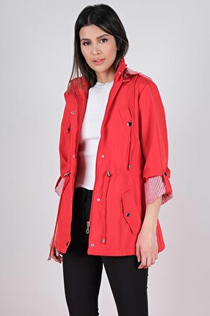 Goudot Kapüşonlu Çıtçıtlı Trençkot