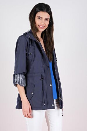 Goudot Kapüşonlu Çıtçıtlı Trençkot