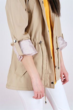 Goudot Kapüşonlu Çıtçıtlı Kaban CAMEL