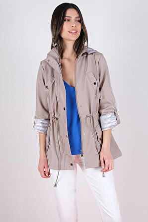 Goudot Kapüşonlu Çıtçıtlı Trençkot