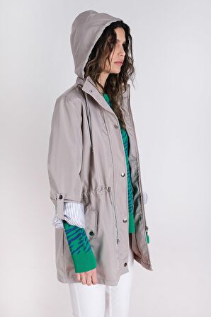 Goudot Kapüşonlu Çıtçıtlı Trençkot