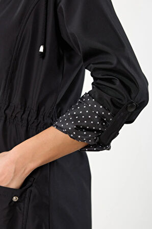 Christensen Kapüşonlu Çıtçıtlı Katlamalı Kol Kaban SİYAH