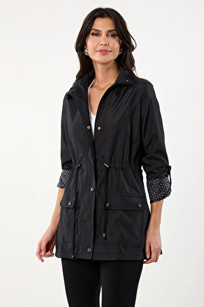 Christensen Kapüşonlu Çıtçıtlı Katlamalı Kol Kaban SİYAH